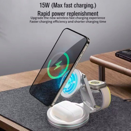 360 Degree Aluminium 3 in 1 Portable Wireless Dock Station 360 Degree Aluminium 3 in 1 Portable Wireless Dock Station