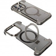 FRAMELESS LEATHER CASE WITH RING HOLDER MAGNETIC INVISIBLE STAND
